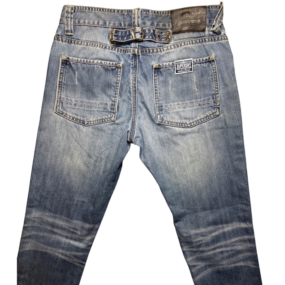 Superdry Dean Jeans Men's 30x32 Slim Fit Denim Medium Wash Whiskering Faded - Picture 13 of 15